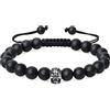 COAI Bracciale Unisex Regolabile con Perle in Onice Opaca e Amuleto Teschio