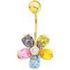 Monde Petit Piercing per ombelico multicolor fiore 6x4 - oro giallo 9k (375) - Scatola Regalo - Certificato di garanzia