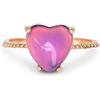 Fun Jewels Anello in oro rosa minimalista con cuore d'umore, con cristalli di cambiamento di colore della pietra regolabile per donne e ragazze, FJ-R009