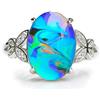 FUN JEWELS - anello dell'umore con pietra ovale cambiacolore - in ottone con pietra opalescente effetto biglia