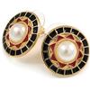 Avalaya Orecchini a bottone con perle finte smaltate nere/rosse da 18 mm in tonalità oro, Perla