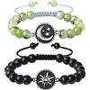 COAI Coppia di Bracciali della Distanza per Lui e per Lei in Onice Opaco e Crisoprasio con Amuleto Sole Luna