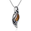 COAI Collana in Acciaio Inossidabile con Ciondolo Occhio del Sole, Collana con Ciondolo in Occhio di Tigre Marrone, Collana Pendente per Bilanciamento Chakra 55cm