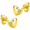 Orovi Orecchini Donna Oro Giallo 9KT Orecchini a Lobo cuore e Diamanti naturali, gioiello anallergico confezionato in un elegante astuccio portagioie