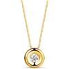 OROVI Collana Donna Oro Giallo 18KT Collana con Ciondolo con Tondo con Diamante naturale taglio brillante 0,05 ct 40 cm, estendibile fino a 42 cm, in astuccio portagioie