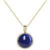 COAI Collana con Ciondolo Circolare in Lapislazzuli, Collana Pendente da Donna in Argento 925 Placcato Oro