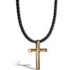 SERASAR Catena in pelle da uomo Collana in pelle con ciondolo - 60cm Oro - Catena a cordoncino in pelle con portagioie da uomo - Vera pelle - Regalo per uomo - Collana in pelle da uomo