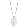 COAI Collana da Donna in Acciaio Inox con Ciondolo Goccia in Cristallo di Rocca Ricamato con Motivo Albero della Vita