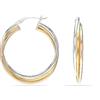 LeCalla 925 Orecchini a cerchio in argento sterling bicolore | Gioielli a tre toni placcati oro 14K | Design italiano intrecciato con orecchini a cerchio grossi per donna - 33 mm