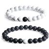 COAI Set 2 Bracciali della Distanza per Lui e per Lei in Onice Opaca e Howlite, Coppia Bracciali Lui e Lei in Pietre Dure