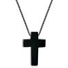 COAI Collana Unisex con Ciondolo Croce in Ossidiana Nera, Collana Ossidiana Nera con Crocifisso da Uomo e da Donna con Catena Acciaio Inox