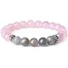 COAI Bracciale da Donna con Perle in Quarzo Rosa e Labradorite, Bracciale Energetico Protettivo