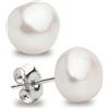 Secret & You - Orecchini a bottone con perle coltivate d'acqua dolce perla coltivata - Forma barocca - Argento sterling 925, disponibile in 5 dimensioni Da 9-10 mm a 13-14 mm