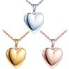MicLee Collana con Ciondolo Portafoto a Forma di Cuore, con Catenina in Acciaio Inox da 50 cm, da Donna, con Confezione Regalo e Bigliettino e Acciaio inossidabile, colore: 3 Ppack, cod. M034-3