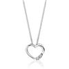 OROVI Collana Donna Oro Bianco 9KT Collana con Ciondolo Cuore di Diamanti naturali 45 cm, gioiello anallergico confezionato in un elegante astuccio portagioie