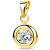 OROVI Collana Donna Oro Giallo 9KT Collana con Ciondolo con Tondo con Zircone, gioiello anallergico confezionato in un elegante astuccio portagioie