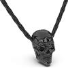 SERASAR Collana in Pelle da Uomo con Ciondolo a Forma di Teschio - 50cm Nero Corda Portagioie Regalo per Bracciale Gioiello Gotico Emo Diavolo Satana