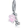 luvhaha Ciondolo a forma di zampa di cane e gatto, in argento Sterling, con scritta My Sweet Pet, per braccialetti Pandora e collane da donna, Argento sterling