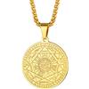 FaithHeart Collana Uomo Talismano 7 Arcangeli Amuleto Sigillo Ciondolo Rotondo Celeste 7 Arcangeli Oro/Nero/Acciaio Inox Personalizza Catena 55+5 CM Collana Protezione Occulta