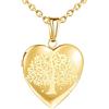 CPSLOVE Collana con Foto a Cuore, Ciondolo in Acciaio Inossidabile da Donna Ragazza, Collane con Albero della Vita, Collana commemorativa, può Mettere Foto, Intagliare L'Albero della Vita