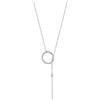 FOCALOOK Collana Donna Y Lunga Pendente Bar Cerchio Piccolo Delicato Semplice Chic Gioiello alla Moda Catena Rolo Sottile 2 mm Placcato Platino Regalo per Ragazza Argento