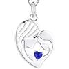 YL Collana Madre e Figlia Argento 925 e Settembre Pietra portafortuna Spinello Blu Pendente Cuore per Mamma Donna,Catena 18-20CM