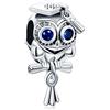 Annmors Donna Ciondolo Gufo saggio per la laurea Argento 925 Colgantes con Zirconia cubica per Charm Bracciale
