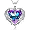 Praelinos Guardiano di Amore Collana Pendente Donna Gioielli Cristalli Oro Bianco 18 Carati Placcato Cubica Zirconia Argento Ton Regali per Mamma Moglie Lei Natale Compleanno Anniversario (Viola)
