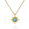 namana Collana con Ciondolo a Raggio di Sole con Opale. Collana con Opale e Delicata Finitura in Oro Spazzolato 14 Carati. Collana Senza Nichel e Senza Piombo con Mini Ciondolo a Raggio di Sole.