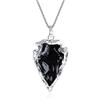 COAI Collana Unisex in Acciaio Inox con Ciondolo Punta di Freccia in Ossidiana Nera Grezza, Collana di Ossidiana Pietra Grezza da Donna e da Uomo