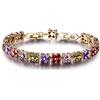 GULICX - Braccialetto tennis con cristalli, con semplici elementi quadrati in stile romano, placcato in oro con zirconi, da donna e placcato Oro, colore: Multicolore, cod. L109c