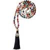 COAI Mala 108 Perle Annodate a Mano una ad Una in Pietre Multicolori con Nappa