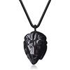 COAI Collana da Uomo con Pendente Leone in Ossidiana Nera, Collana Ossidiana da Uomo con Ciondolo Pietra Naturale Cordino Regolabile