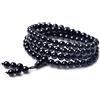 COAI Bracciale Collana Japa Mala 108 Perle Onice Nera Rosario Buddista di Pietre Dure