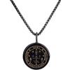 COAI Collana in Acciaio Inox con Ciondolo Sigillo di Uriel in Ossidiana Inciso a Laser, Collana Pendente Unisex in Pietre Dure