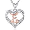 INFUSEU Collana Lettera per Donna, Oro Rosa Iniziale E Cuore Cubic Zirconia Gioielli CZ per Signora Moglie Madre Fidanzata Regali Romantici, Catena da 20 Pollici