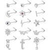 ADRAMATA 15 PCS 20G Piercing Naso per Donna Uomo in Acciaio Chirurgico Naso Piercing L/Screw a Forma di Anello Naso Fiore di Serpente Argento Oro Piercing Naso Brillantino Gioielli