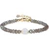 COAI Bracciale da Donna in Cristalli di Labradorite Sfaccettata con Perla in Pietra di Luna