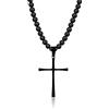 coai Collana da Uomo con Perle di Onice Opaca e Ciondolo Croce in Acciaio Inox Nero