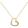 OROVI Collana Donna Oro Giallo 9KT Collana con Ciondolo con Cuore e Diamanti naturali 0,10 ct 45 cm, gioiello anallergico confezionato in un elegante astuccio portagioie