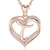 INFUSEU Collana Cuore con Iniziale T Lettera in Oro Rosa Gioielli Cubic Zirconia CZ per Donne Signora Moglie Madre Fidanzata Regali Romantici, Catena da 20 Pollici