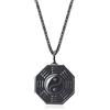 COAI Pendente Ottagonale 8 Trigrammi del Taiji in Ossidiana, Collana Pendente Unisex con Catena in Acciaio Inox