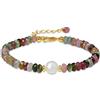 COAI Bracciale da Donna in Cristalli di Tormalina Colorata Sfaccettata con Perla in Pietra di Luna