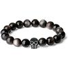 COAI Bracciale Teschio con Perle in Ossidiana Argento