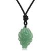 COAI Collana Unisex con Pendente Portafortuna Volpe a Nove Code in Avventurina Verde, Collana Avventurina Verde Ciondolo Pietra Naturale con Laccio Regolabile per Uomo e Donna
