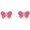 Monde Petit Orecchini per bambini farfalla rosa - oro giallo 9k (375)