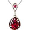 Navachi - Ciondolo con rubino o smeraldo 4,5 ct, in argento Sterling 925, placcato in oro bianco 18 ct, lunghezza catenina 40,6 cm e Placcato oro, colore: Red, cod. SIL-9025-1