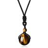 COAI Pendente Sfera in Occhio di Tigre Marrone, Collana Regolabile con Ciondolo in Pietre Mala per Bilanciamento Reiki