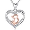 INFUSEU Collana da Donna,Lettera B Iniziale Alfabeto Gioielli Cubic Zirconia Ciondolo Doppio Cuore e Catena da 20 Pollici per Regali di Nome Femminile