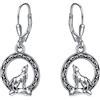 YFN Orecchini Pendenti Lupo Vichingo Orecchini Pendenti in Argento Sterling Lupo Celtico Norvegese per Donna